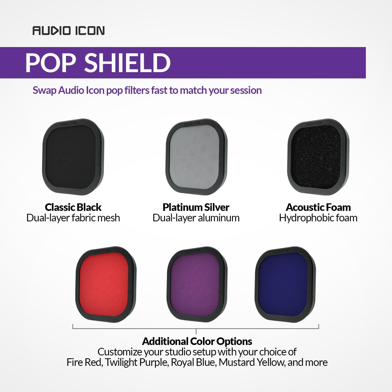 Flex Pro, austauschbarer Mikrofon-Pop-Shield-Filter für Aufnahmen mit robustem, flexiblem Schwanenhals von Audio Icon (Pop-Filterpaket)