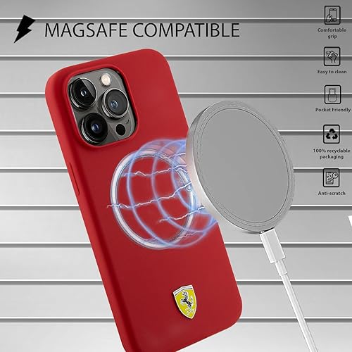 Miniatura 5 de CG MOBILE Ferrari - Funda para teléfono compatible con Magsafe y iPhone 15 Pro Max en anillo impreso rojo Scuderia Ferrari, silicona suave, funda