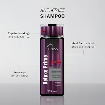TRUSS Deluxe Prime Plus+ Moisturizing Shampoo, No Added Salts, 10.1 fl oz | Hair shampoo for dry damaged hair featuring frizz-control, breakage defense, and natural shine improvements.