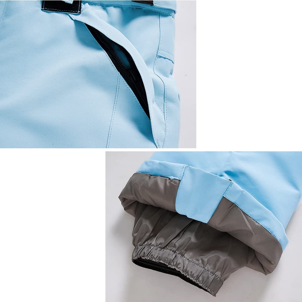 Wygwlg Giacca da sci e pantalone da neve delle donne, caldo impermeabile antivento tuta da snowboard colore brillante giacca da snowboard con cappuccio e pantalone invernale neve