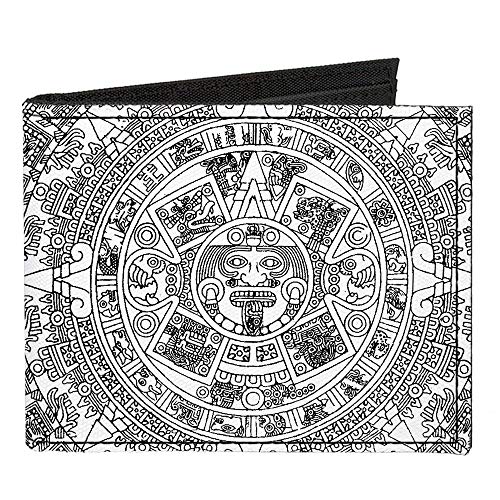 Buckle-Down Men's Standard Canvas Bifold Wallet Aztec Calendar, 4.0