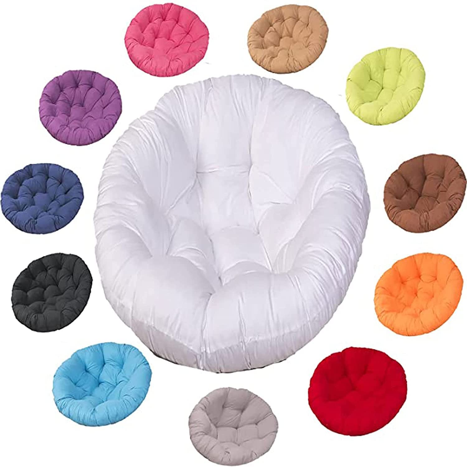 SHAIRMB Papasan Round Chair Cushions, Thicken Papasan Chair Cushion, Swing Chair Cushion Outdoor, for Outdoor Garden, Balcony and Living Room, Outdoorn,white,80x80cm