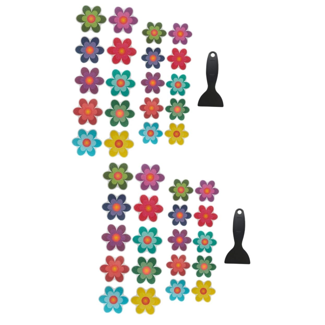 Ciieeo 2 Juegos Adhesivos Antideslizantes para Flores. Apliques De Bañera Agarre De La Bañera Pegatinas Colorida Piso Pegatinas De Polivinilo Dibujos Animados Grava Niño