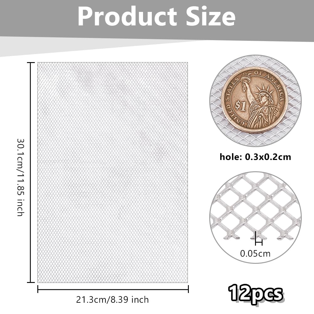 OLYCRAFT 12 fogli di rete metallica in alluminio da 30 x 21,3 cm, per scolpire argilla, artigianato, metallo, finestra, finestra, piccolo foro, foglio in alluminio per arti artigianali, progetti fai