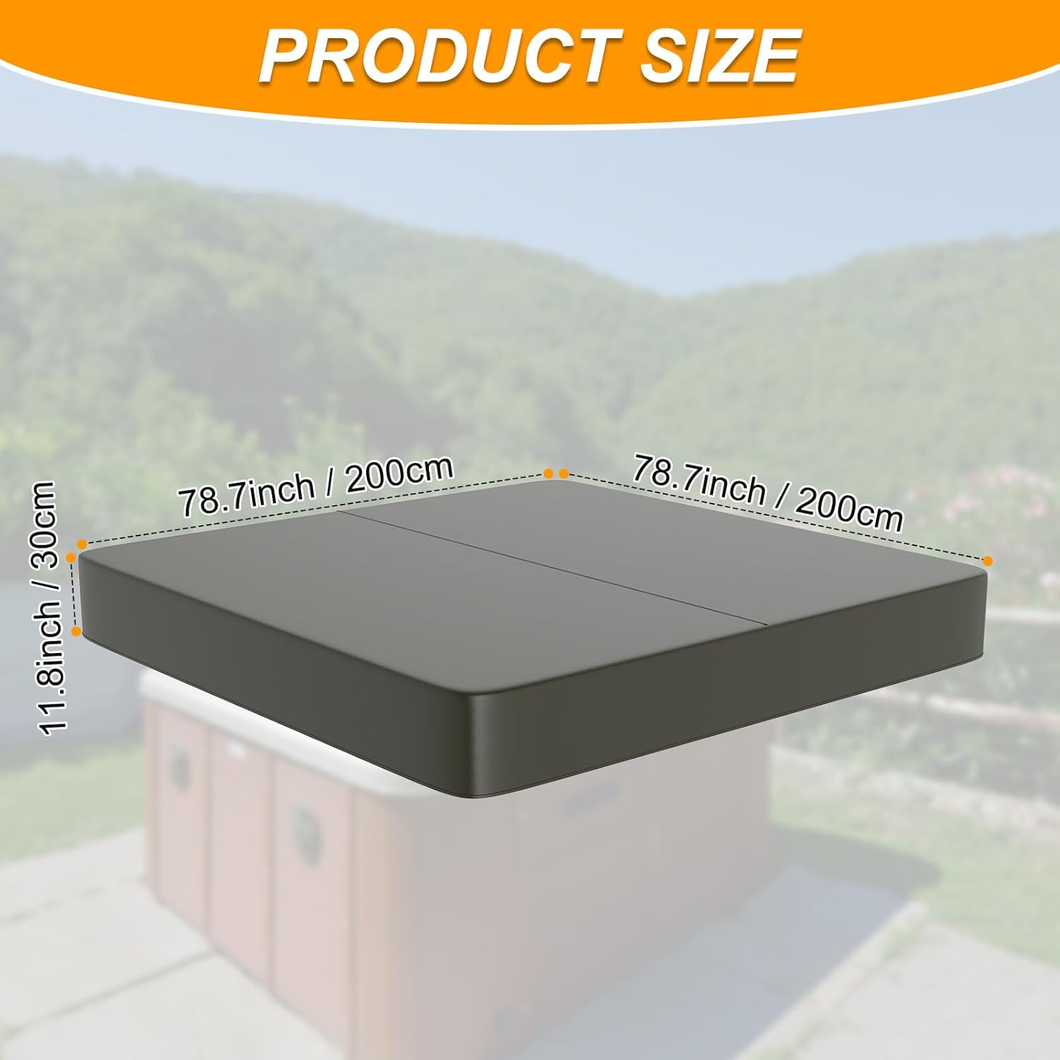 M METERXITY Outdoor Hot Tub Cover 78.7" x 78.7" x 11.8" Waterproof and Weather-Proof Oxford Square SPA Protector 200D Protectors Protective Cover Cap for Hot Tub Outdoor Indoor, Coffee