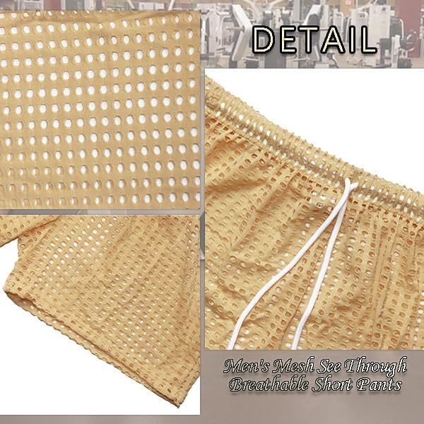 Men's Mesh Fishnet See Through Pants Openwork Drawstring Lounge Long Pants Pajamas Bottoms - Image 3