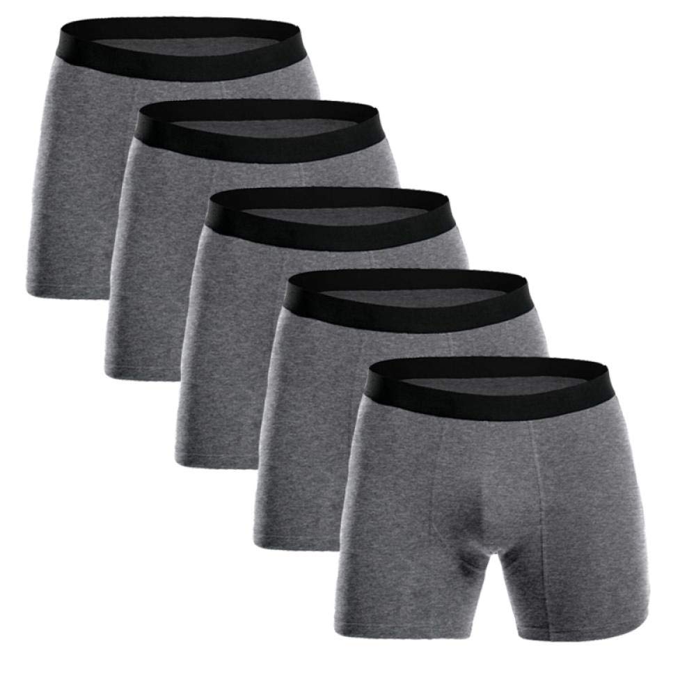BLOMDE Calzoncillos Masculinos Algodón Piernas largas Hombres Boxers Ropa Interior Soft Boxer (Pack de 6)-Gris 5pcs_S