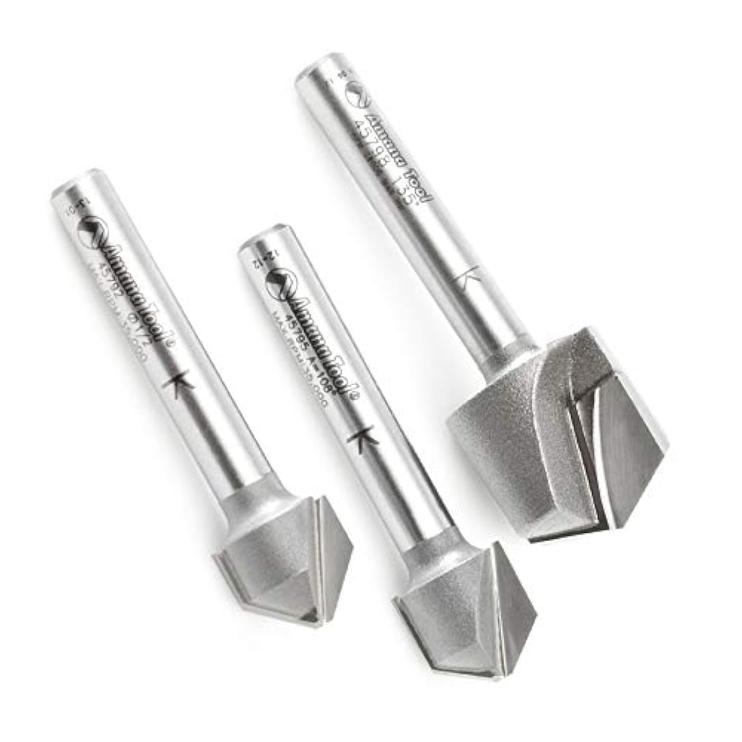 Amana Tool - AMS-140 3-Pc. Carbide Tipped V-Groove 90, 108 & 135° Angles For Doubl