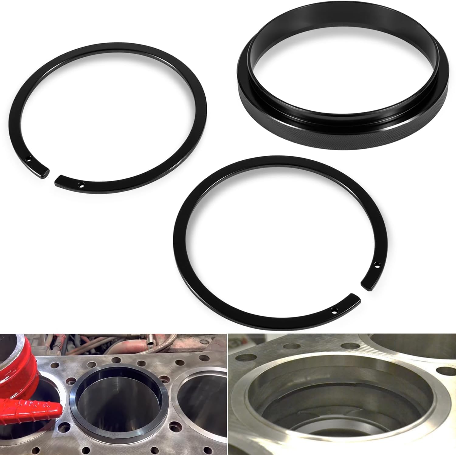 3pcs Piston Ring Compressor Adapter & Anti-Polishing Ring For Cummins ISX QSX 15 & Caterpillar 3400, 3406, 3408, C15 Work with 7040 Piston Ring Compressor 5.4" Bore, Replace 5299339, 5299447 & 5299448