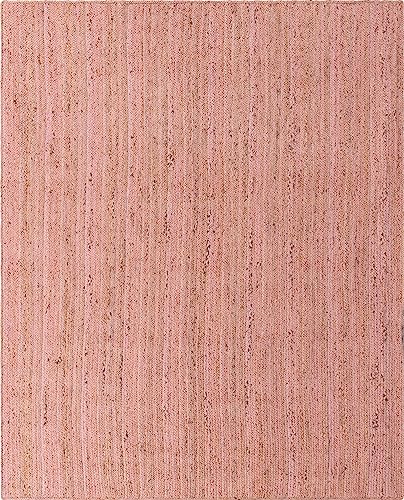 Image of Unique Loom Braided Jute Collection Area Rug - Dhaka (8' x 10' Rectangle, Light Pink)