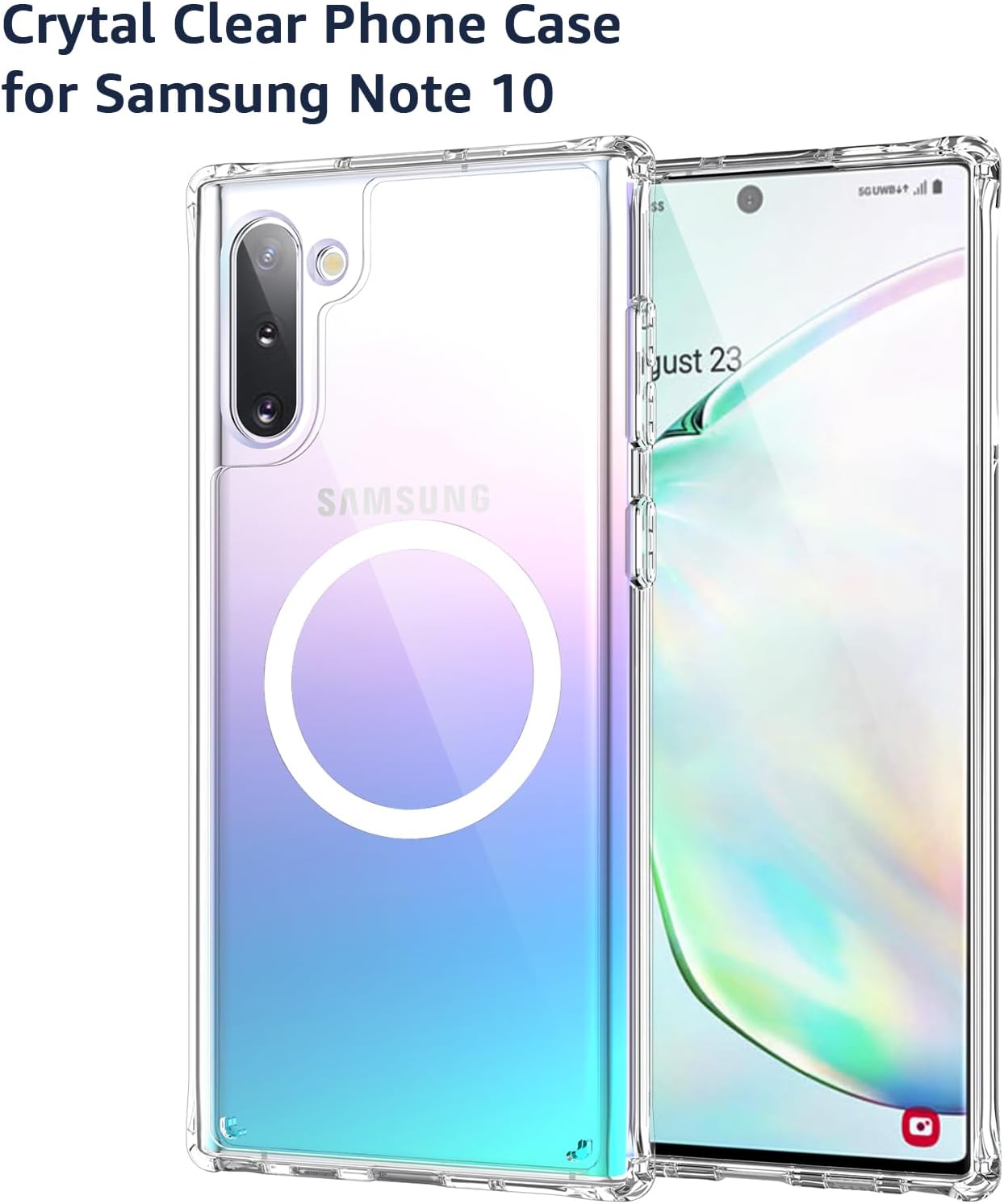 Clear Magnetic Phone Case for Samsung Galaxy Note 10, 6.3-Inch Compatible with MagSafe Shockproof Protection Anti-Yellowing TPU PC Cover Bumper Wireless Charging Compatible - Image 2