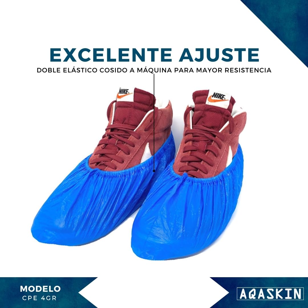 Cubrezapatos desechables resistentes (4 g.), Botas CPE desechables - EPI Equipo de protección personal - Limpieza de la casa - Jardinería 2000 piezas Azul