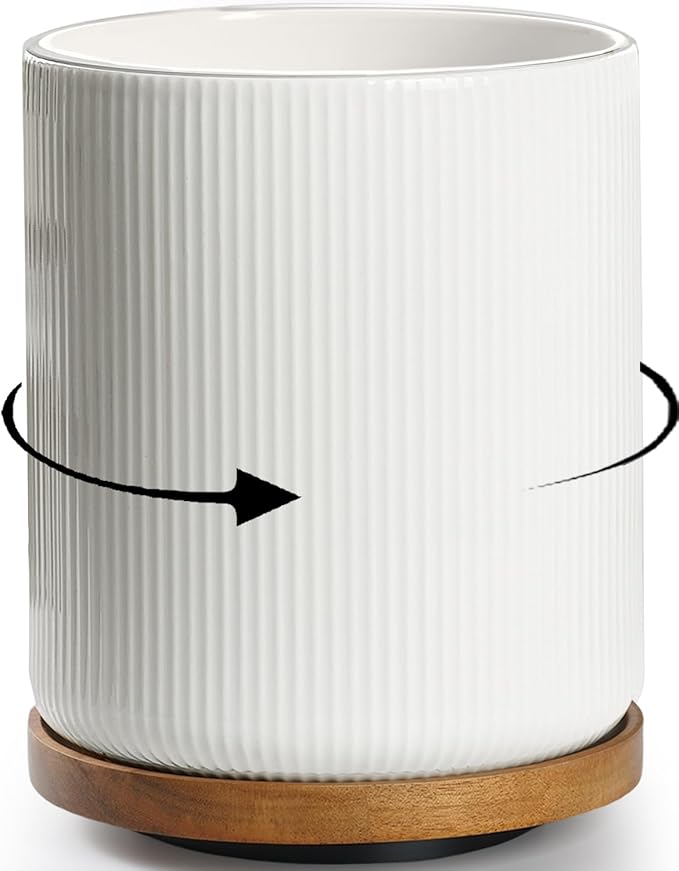 getstar 360° Rotating Extra Large Cooking Utensil Holder, 7.9" Kitchen Utensil Holder for Countertop, Utensil Crock for Farmhouse Kitchen Decor, Ceramic Stable Utensil Caddy, Soft White