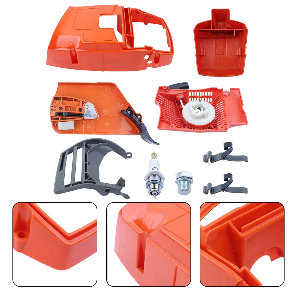 Ajuste for H 372 365 362 371 Kit de Cubierta de Freno de Cadena y Cubierta de Cilindro de Motosierra Accesorios de Repuesto para cortacésped