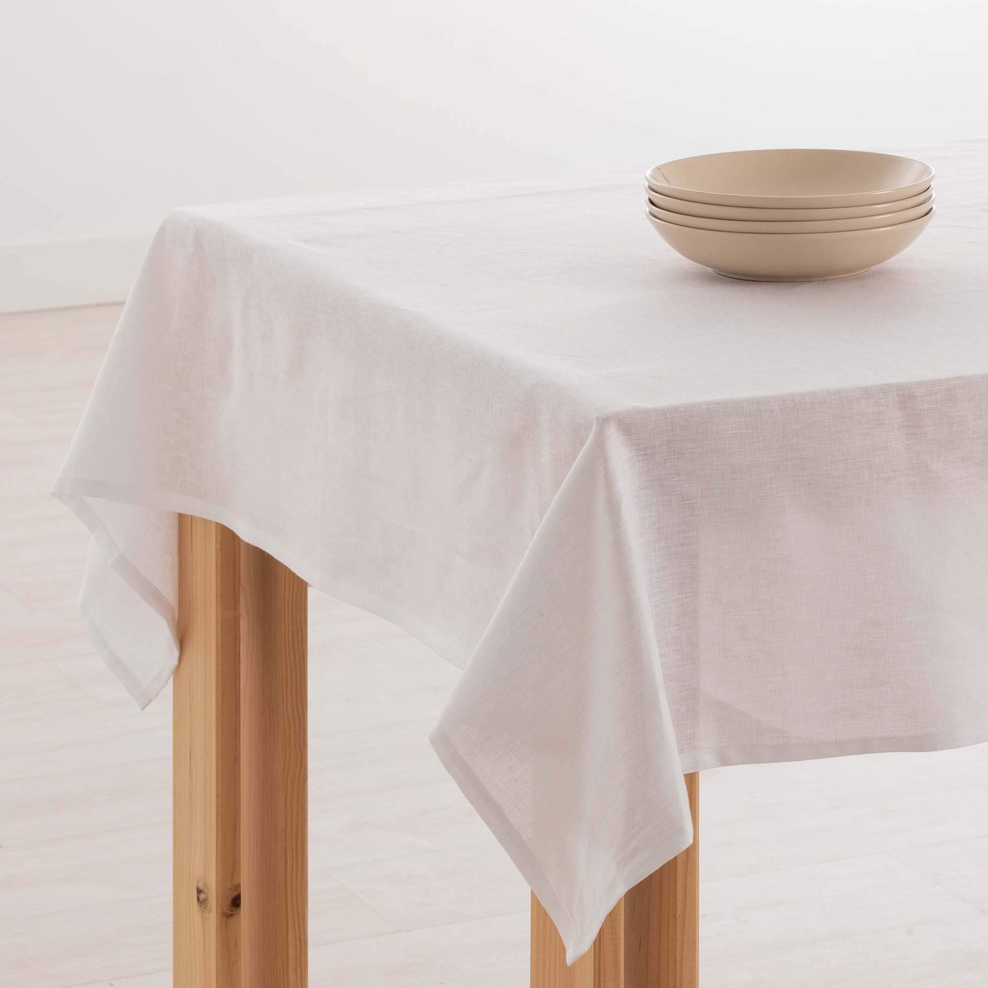 Belum | Mantel Antimanchas Lino 100% | Mantel Mesa Rectangular Resinado | Mantel Hidrófugo de Calidad en Varias Medidas | Manteles de Lino para Interior y Exterior (Blanco, 200x150)
