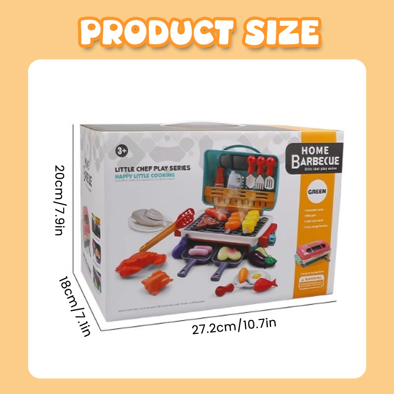 Set da Gioco per Barbecue per Bambini, 35 Pezzi/Set, di Giocattoli da Cucina Simulati per Alimenti Che cambiano Colore, con Fumo e Luce, Accessori da Cucina Divertenti in 2 modalità per Ragazze