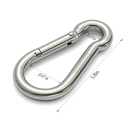 sprookber Stainless Steel Carabiner Spring Snap Hook - 304 Stainless Steel Heavy Duty Clips, Set of 4 (1.6 Inch)