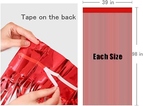 Miniatura 5 de 2 cortinas de flecos de papel de oropel metálico rosa brillante de 3.2 x 8.2 pies, telón de fondo rosa para cabina de fotos, telón de fondo rosa