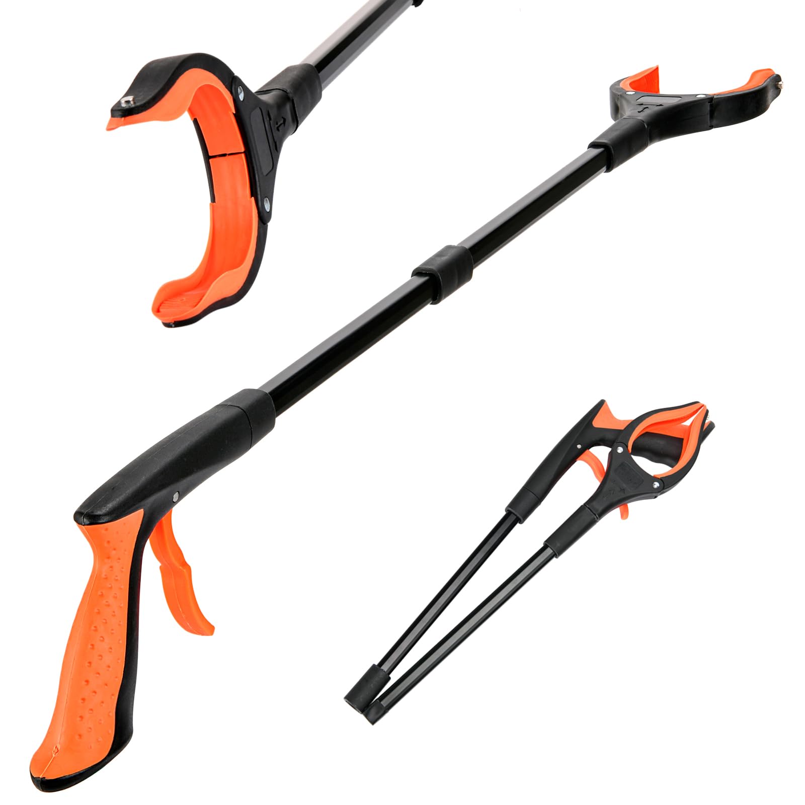 Xuanpin 32" Grabber Tool, Foldable Grabber with Lightweight Extra Long Handy Trash Picker,Claw Grabber,Pick Up Grabber Tool for Anyone(Orange)