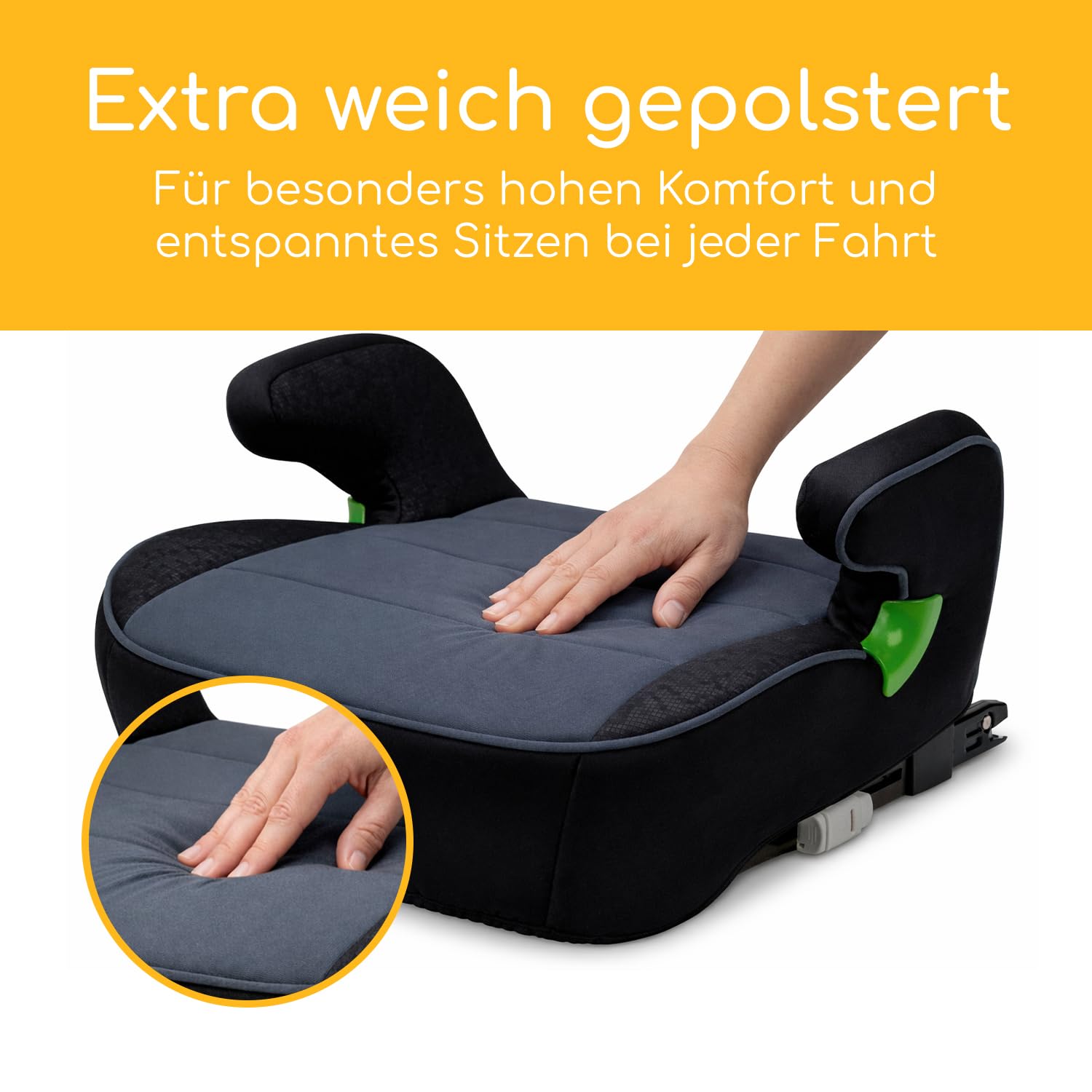 Osann Junior Isofix Gurtfix Sitzerhöhung Auto Kinder 126-150 cm Gurtfix-Technologie ergonomischer Sitzfläche Kindersitzerhöhung ab 6 Jahre Pixel Black