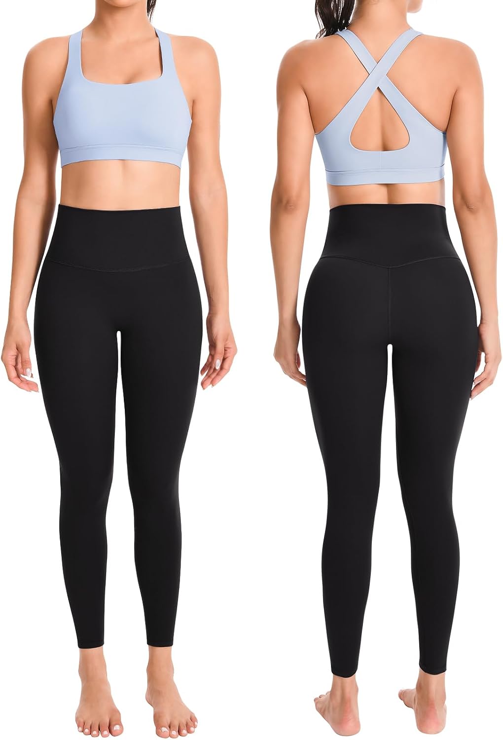 Workout Sets for Women High Waisted Leggings with Cross Back Sports Bra 2 Piece Yoga Outfits Gym Clothes Sets