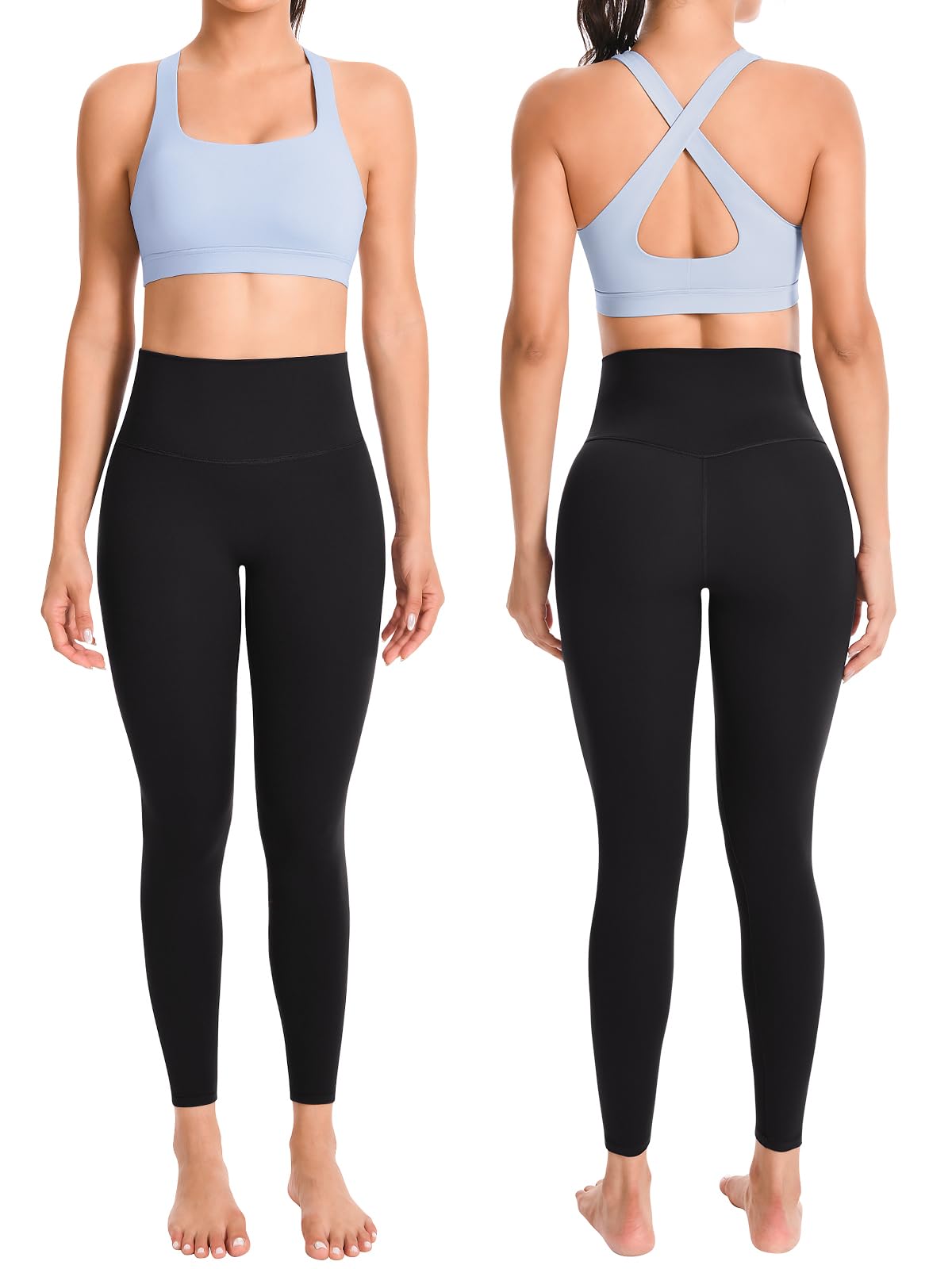 Workout Sets for Women High Waisted Leggings with Cross Back Sports Bra 2 Piece Yoga Outfits Gym Clothes Sets