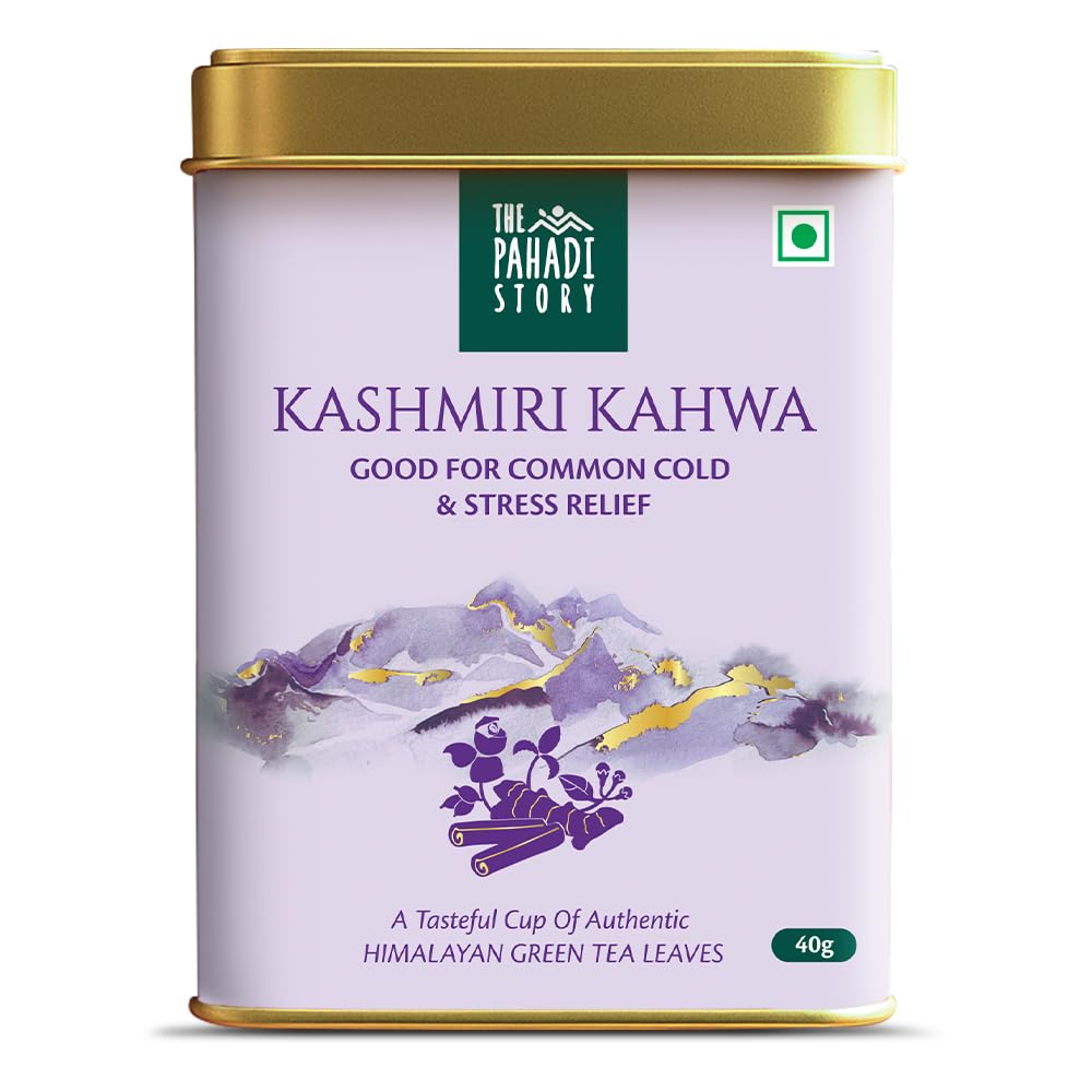 The Pahadi Story Kashmiri Kahwa Green Tea 40gm - 100% Natural Detox Kahwa Tea - Traditionally Blends