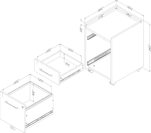 Miniatura 3 de South Shore Kozack - Archivador móvil con 2 cajones, vertical, olmo suave y negro mate
