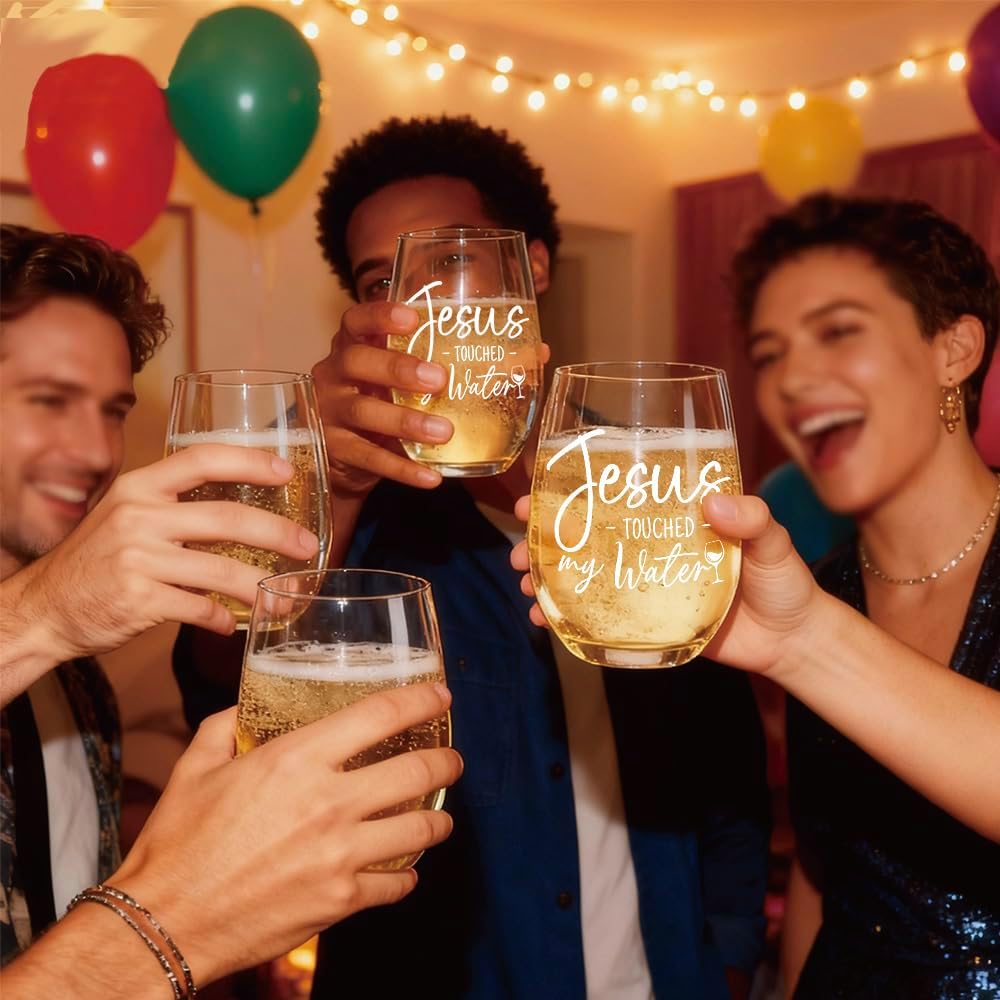 Jesus Touched My Water Wine Glass Christian Gifts for Women Men - Birthday Christmas Gift, Inspirational Religious Quote Gifts for Sister, Friend, Daughter, Mom, Boss, Teacher, Coworker - Image 4