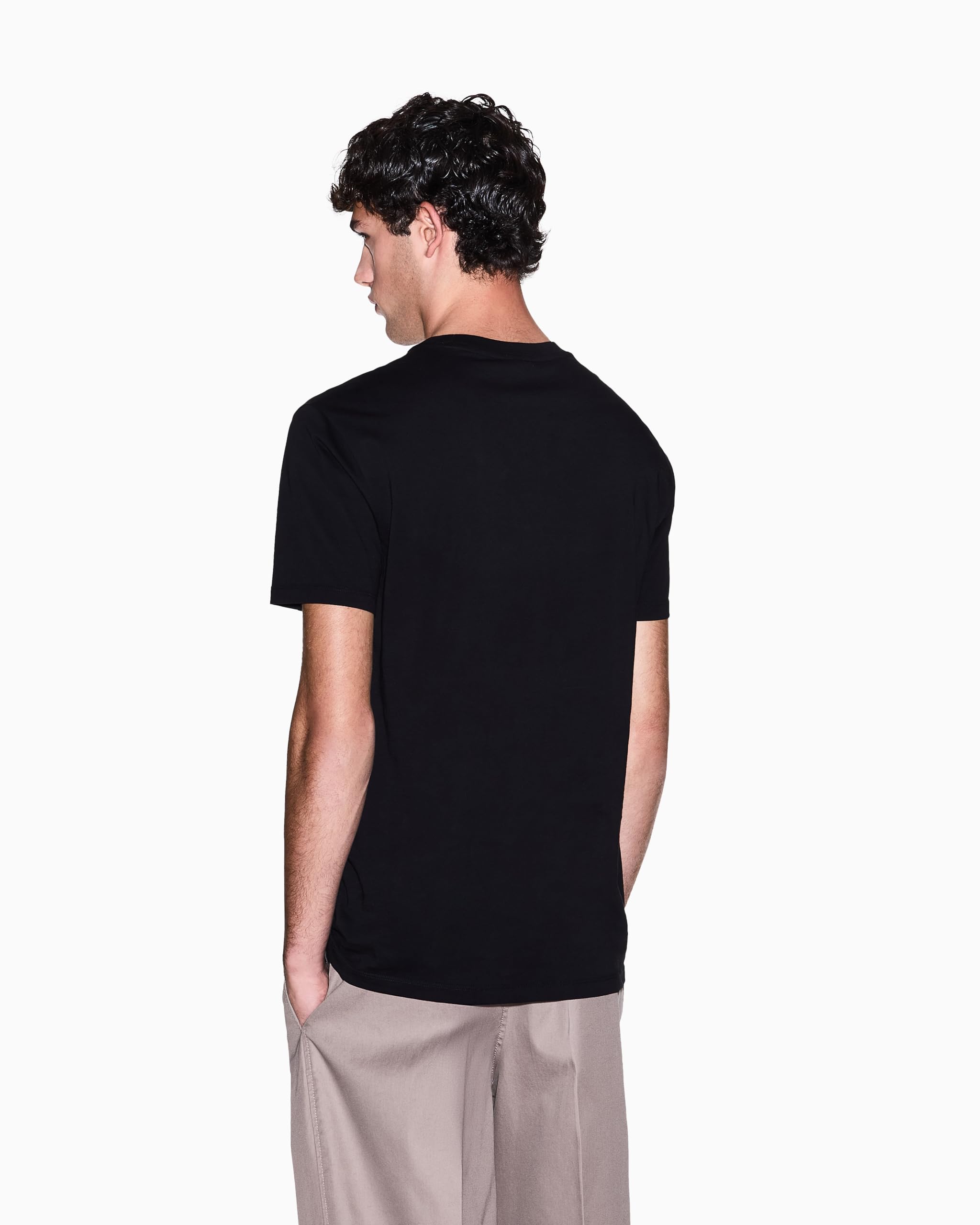Armani Exchange One Block Up, Color Contrast Banding, Embroidered Logo Camiseta Hombre