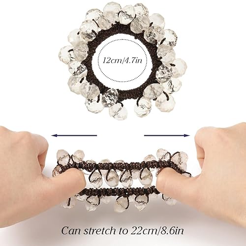 Miniatura 5 de Brinie Lazos para el cabello con diamantes de imitación soporte para cola de caballo blanca bandas elásticas de cristal cuerdas elásticas para el