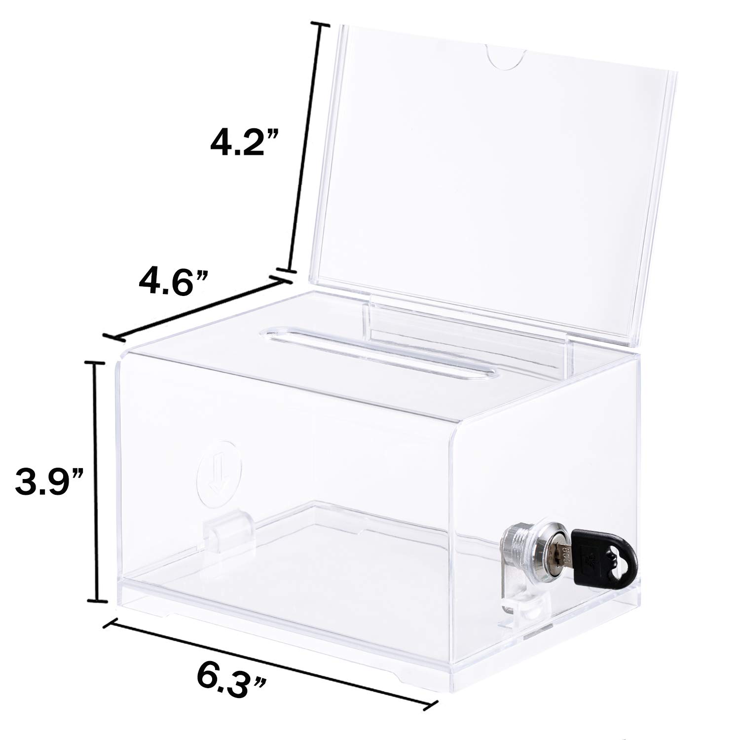 Buy Acrylic Donation Box with Lock and Sign Holder Polmart Clear and