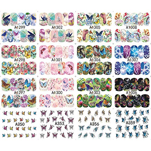 Xnuoyo 48 pcs Mixed Butterfly Nail Art Stickers, Wasser Transfer Folie Nagelsticker Selbstklebend Nagelaufkleber Nail… – Bild 3