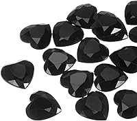 Vista 35 de MECCANIXITY 60 piezas de diamantes de imitación acrílicos de corazón de 0.59 pulgadas (0.591 in) con parte trasera plana, gemas de plástico