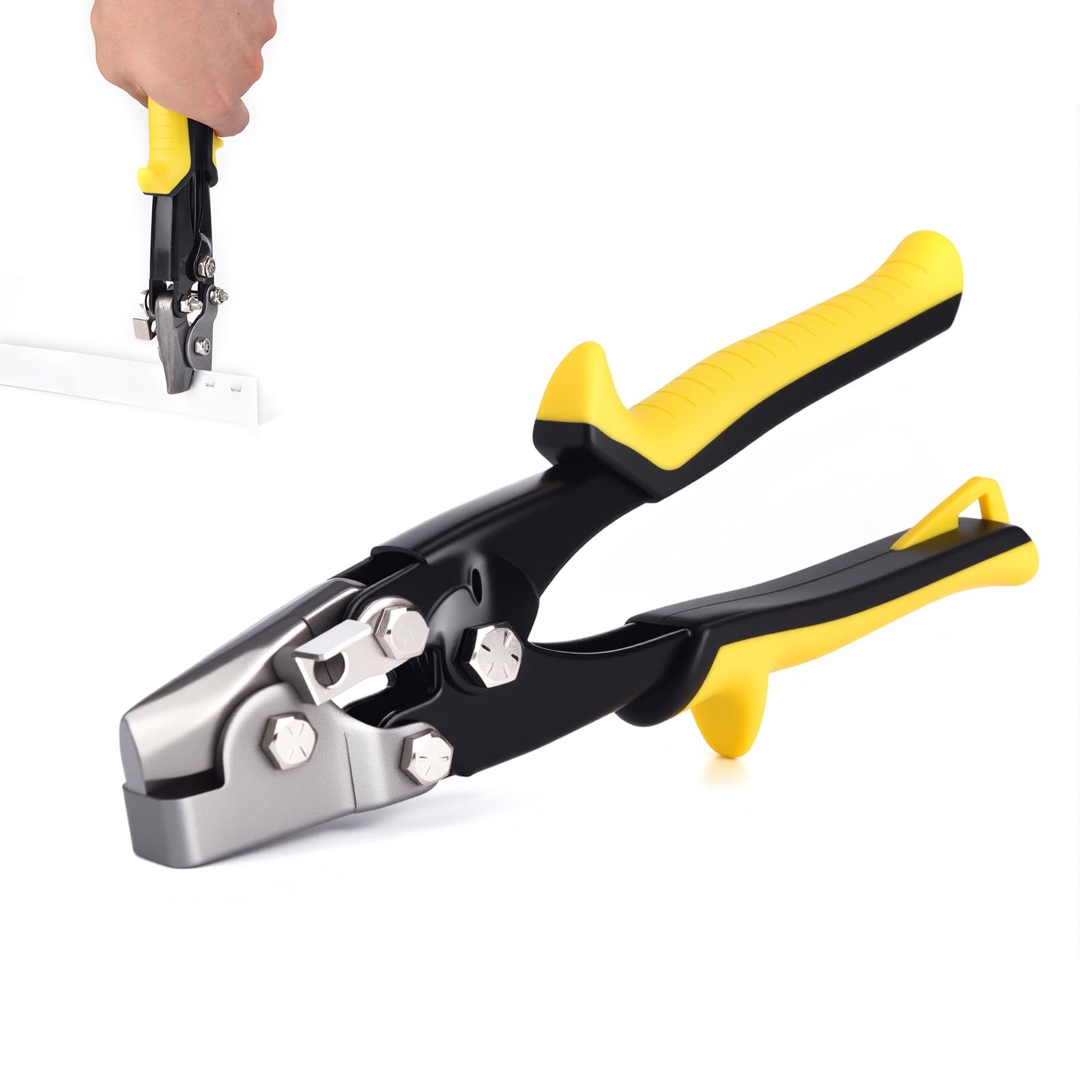 Vazioyar Snap Lock Punch Tool for Sheet Metal, 9" Gutter End Cap Crimper Tools for Vinyl and Aluminum Siding, End Cap Crimper, Vinyl Siding Tools for