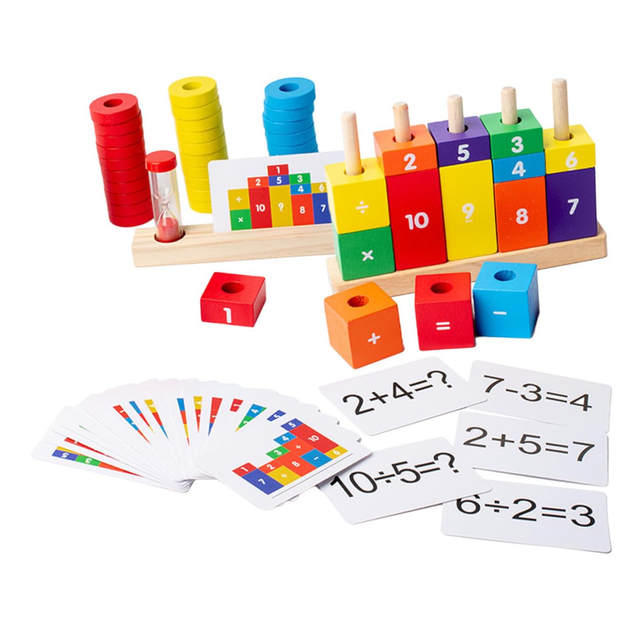 BESTonZON Bloques de Operación Digital para Aprender Matemáticas Juguete de Madera y Resta Juguete Educativo Temprano Bloques de Construcción Coloridos