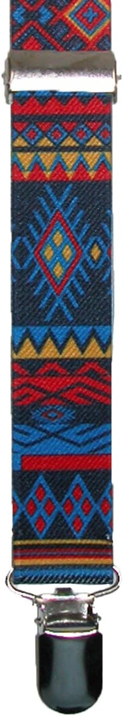 CTM Women's Elastic Aztec Pattern Clip-End Suspenders