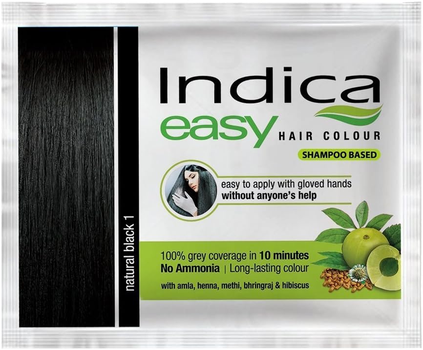 Nexxa 3 Pc Indica Easy10 Minutes Herbal Hair Color Shampoo Base Black Herbs