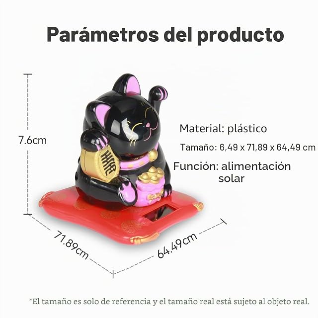Foto 7 de 8 de Jadeshay Maneki Neko,Gato de la Suerte de la Fortuna por Energía Solar con Brazo Agitador de Oro Chino Gato…