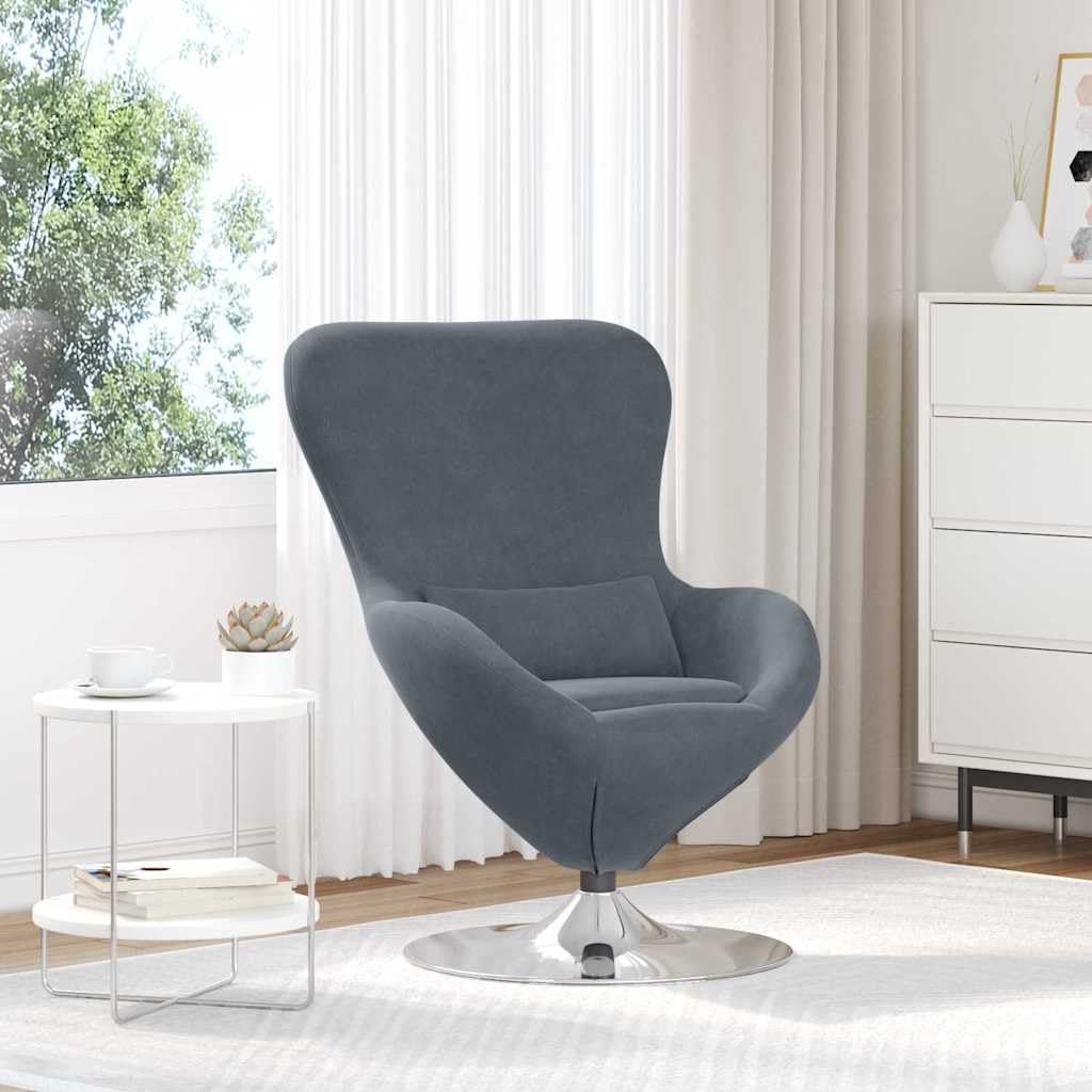 Chaise œuf velours gris robuste pour soulager votre dos au bureau