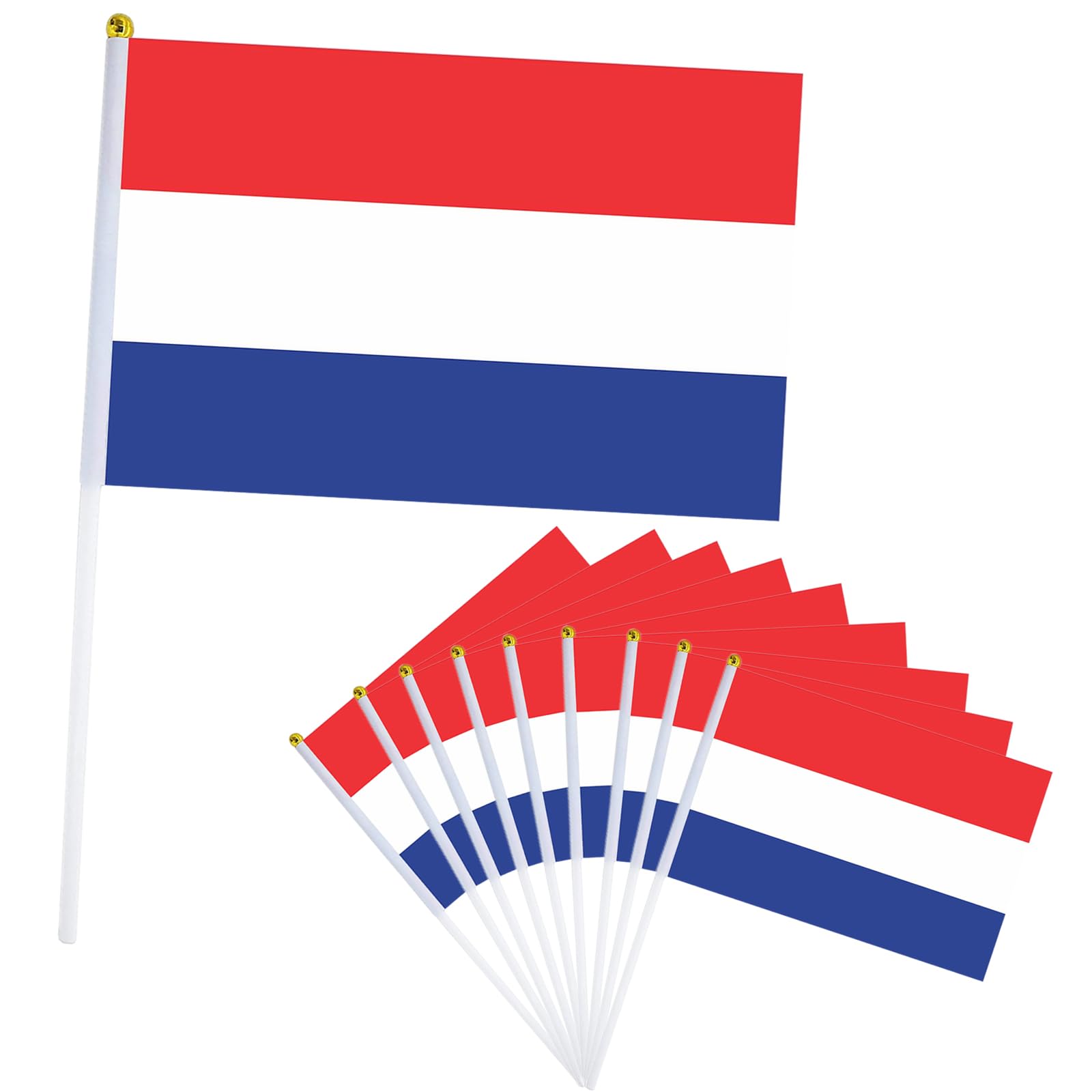 10Pcs Netherlands Flags for Fifa World Cup Football 2026 Decorations, 14X21cm Mini Holland Flag, Small Flags on Sticks, Hand Held Netherlands Flag for Eurovision Euro Football Street Party Décor — image 1