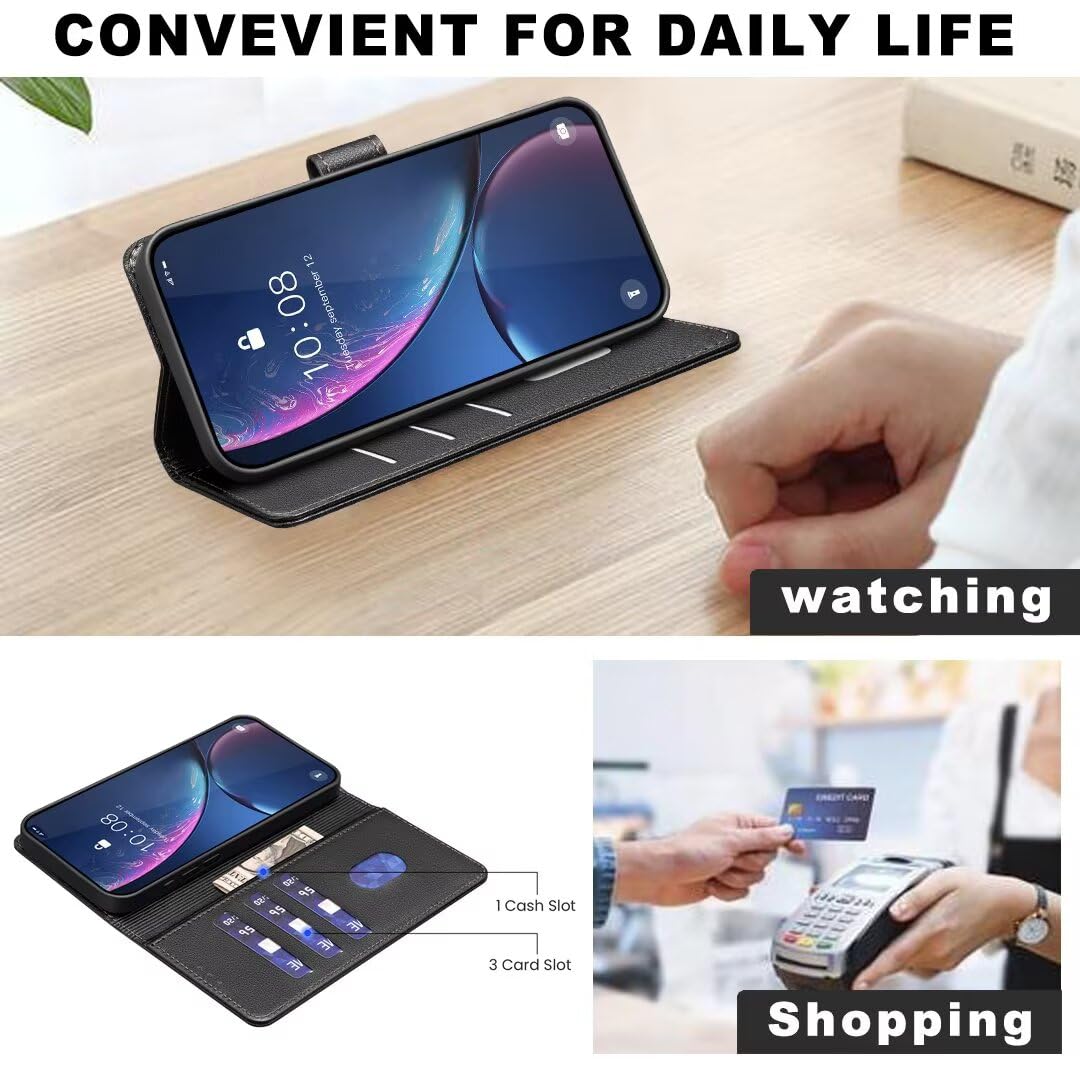 Rerzoiro Cover per Google Pixel 9A Custodia Portafoglio [Blocco RFID] Premium Pelle PU Wallet Case Flip Libro con Porta Carte Slot Supporto Flip Case per Google Pixel 9A, Nero