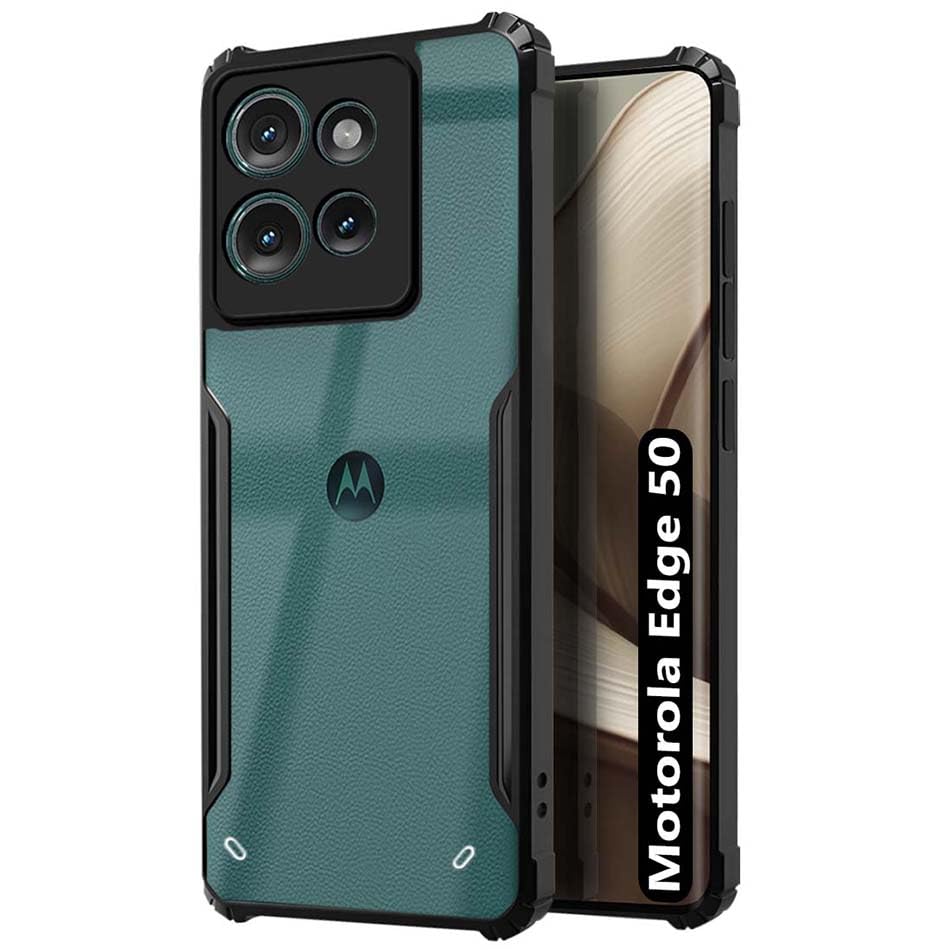 Fashionury Shockproof Crystal Clear Back Cover Case for Motorola Edge 50 5G | 360 Degree Protection | Protective Design | Transparent Back Cover Motorola Edge 50 5G (Black Bumper) (B0DF7P9XWQ) Amazon Price History, Amazon Price Tracker