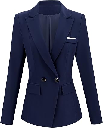 Womens Casual Blazers Long Sleeve Lapel Formal Work Office Outwear Jacket with Pockets