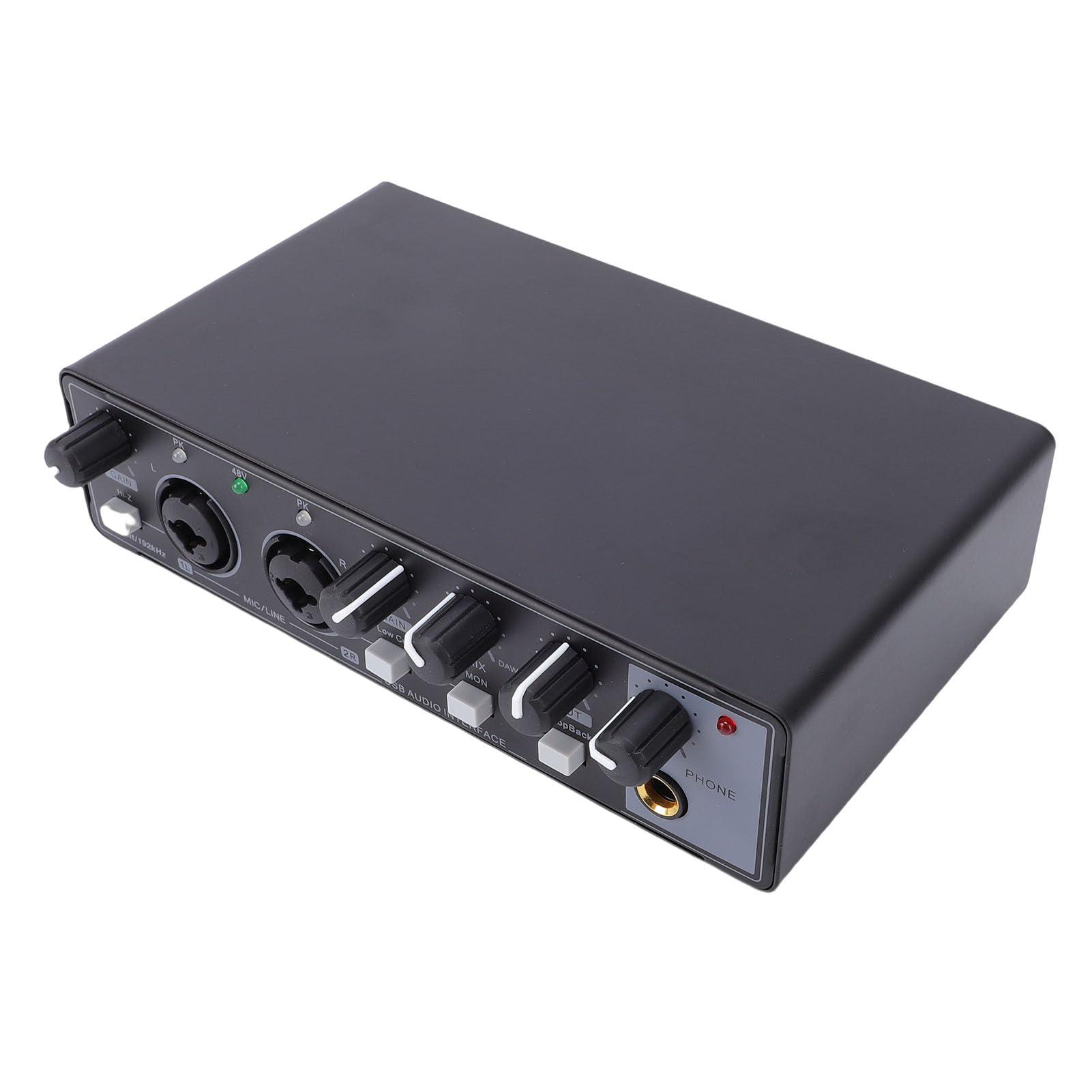 Jectse Interfejs USB C, Przenośna Karta Dźwiękowa 24 Bity 192 KHz z Podwójnym Wejściem XLR TS i Przezroczystym Przedwzmacniaczem, do Nagrywania Gitary na Komputerze i Transmisji na (Czarny (heban))