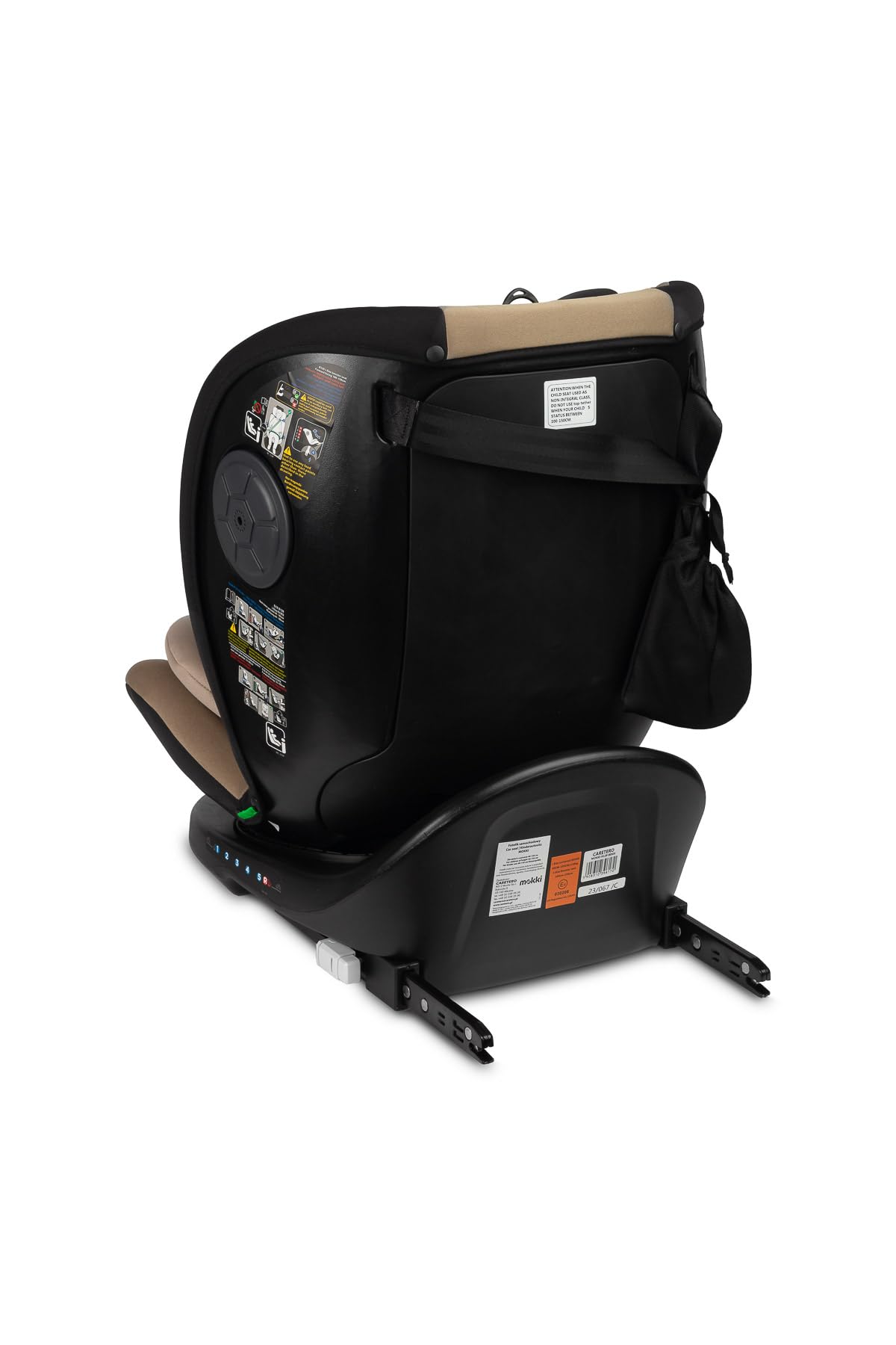 CARETERO - Autositz Kinder - Autokindersitz MOKKI - Gegurteter Autositz - i-Size Homologation ISOFIX - für Kinder von 40-150 cm Größe - Rotierend 360° - Reduktionseinsatz für Babys - Beige