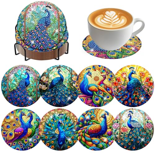 Zythron Peacock Diamond Art Coasters