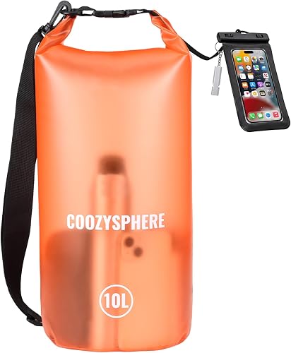Waterproof Dry Bag for Women & Men, 5L Roll Top Lightweight Transparent Bag with Phone Case & Whistle for Kayaking Boating Beach Camping Swimming