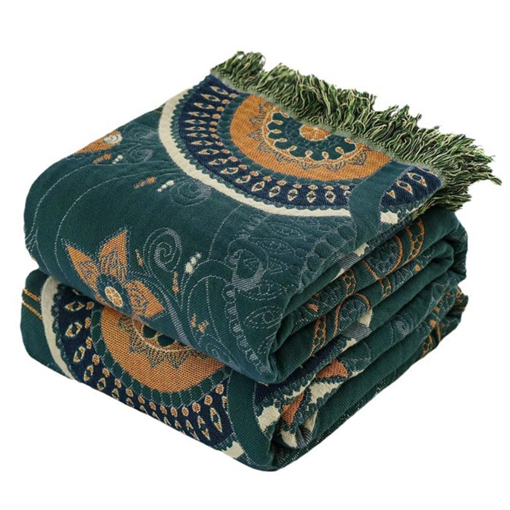 DONEUS Boho-Überwurfdecke für Bett – 100 % Baumwolle, doppelseitig, rustikale Steppdecke, Sommerdecke, Reise-Heimdekoration, große Bettdecken, ganzjährig, warme Decke für Sofa, Couch, Bett, Stuhl