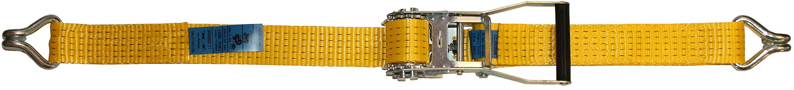 SHZ Ladungssicherung Cargo Strap 5t/10m Gelb Polyester Spitzhaken 50mm Standardratsche 10m